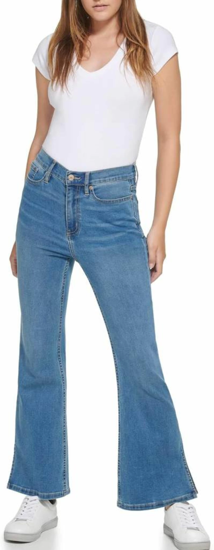 Calvin Klein Women's High Rise Flare Jeans - Classic Bootcut Denim Pants for Women