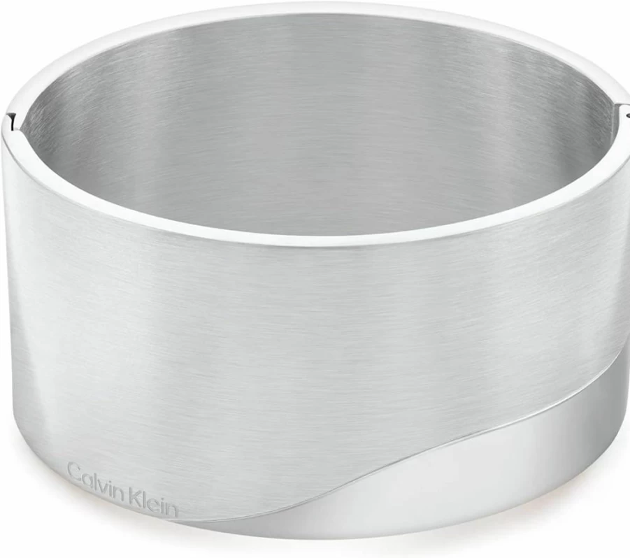 Calvin Klein Women's Minimalist Bangle Bracelet - Elegant Contrast Finish Jewelry